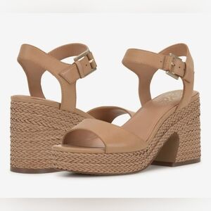 New Vince Camuto Ranneli Heel Beige Sandals Size 8.5